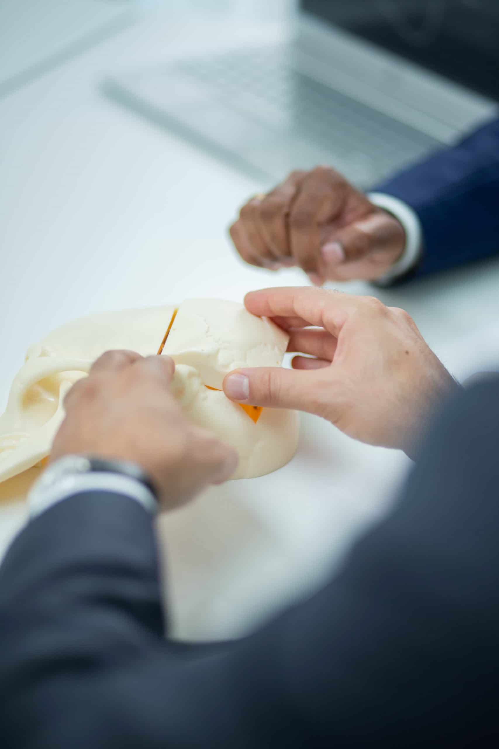 Gemeinsame Erläuterung einer medizinischen Anwendung am anatomischen Modell